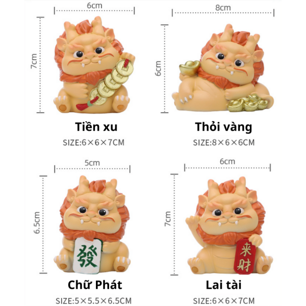 Tượng rồng Hoả Long Lai Tài 6cm