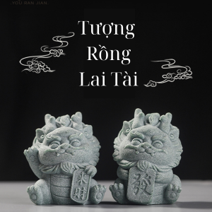 Bộ 4 tượng rồng Lai Tài 6cm màu đá