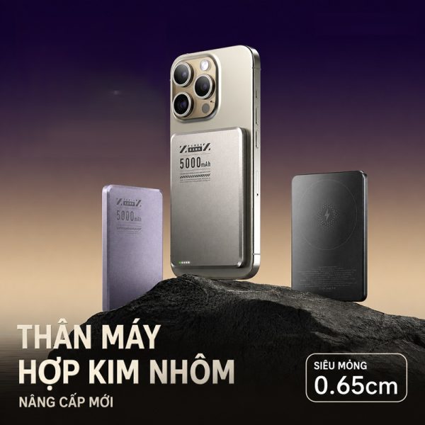 Sạc dự phòng từ tính MagSafe siêu mỏng bằng kim loại BL145