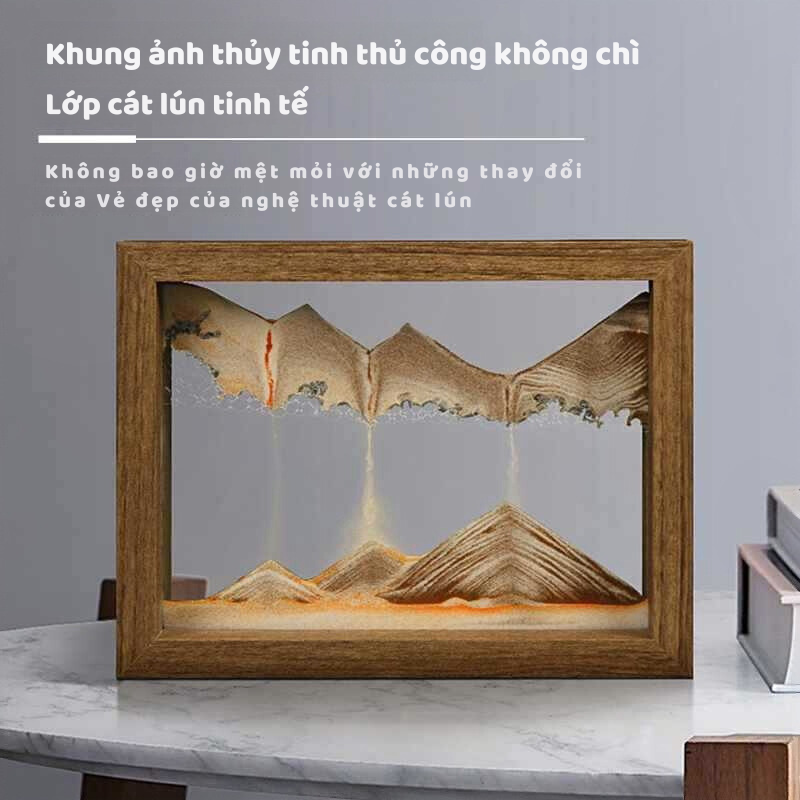 Tranh thác cát chảy khung gỗ nghệ thuật