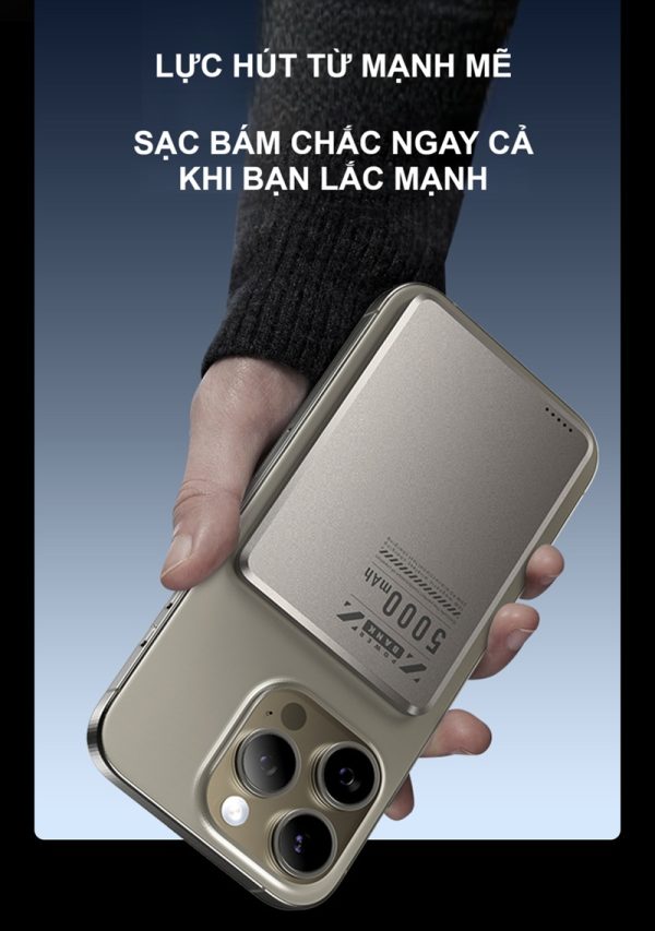 Sạc dự phòng từ tính MagSafe siêu mỏng bằng kim loại BL145