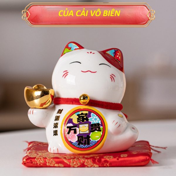 Mèo thần tài mini cao 11cm gốm sứ cao cấp