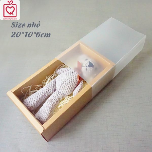 Hộp quà tặng vintage tự gấp màu nâu kraft nắp mờ dạng kéo H12