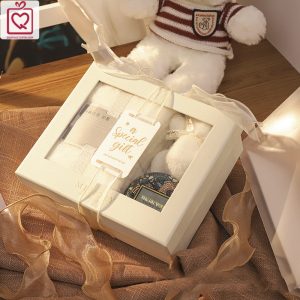 Hộp quà tặng ô kính trong suốt thắt nơ voan 20x17cm H21