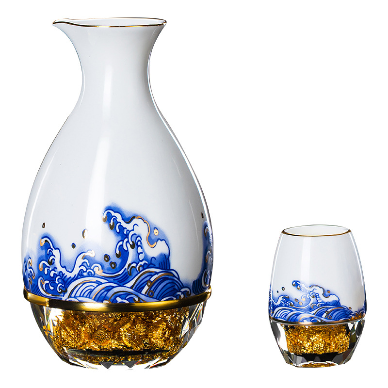 Bộ bình rót 6 ly vảy vàng 24K Tri Âm Mỹ Tửu