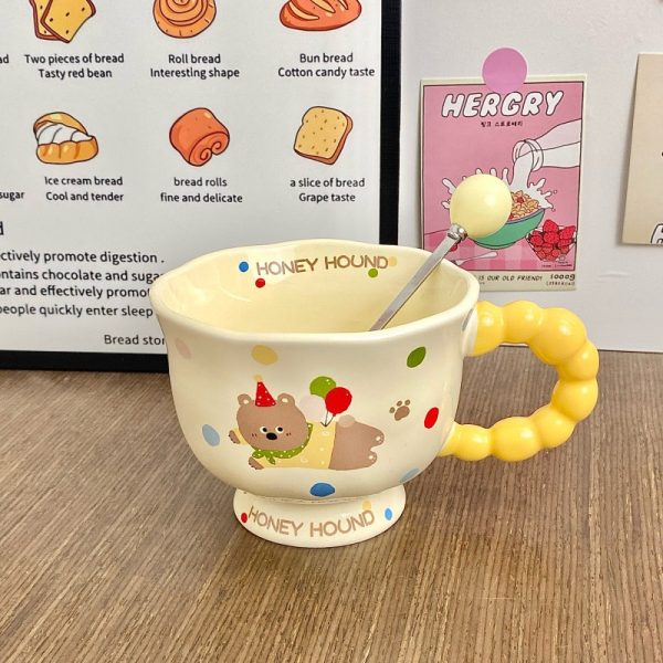 Cốc sứ Honey kèm thìa dễ thương BL43