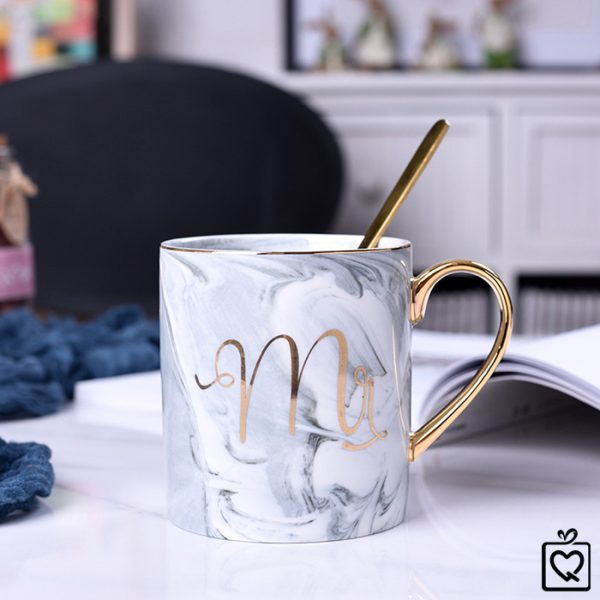 Cốc sứ vân đá Mr Mrs