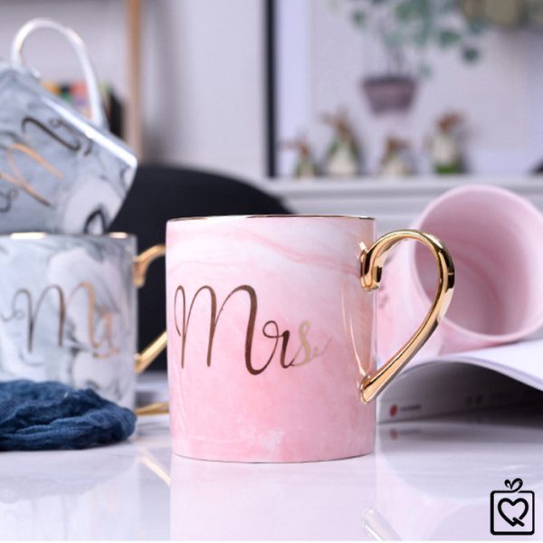 Cốc sứ vân đá Mr Mrs