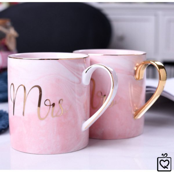 Cốc sứ vân đá Mr Mrs