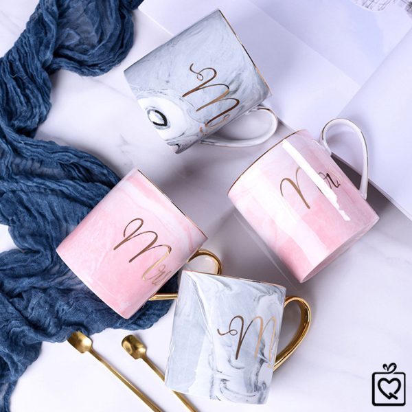 Cốc sứ vân đá Mr Mrs