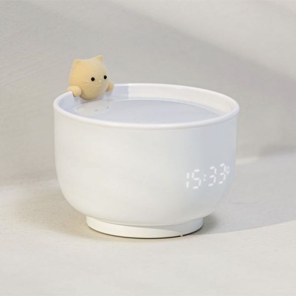 Đồng hồ báo thức kiêm đèn ngủ sạc usb Cookie Cat