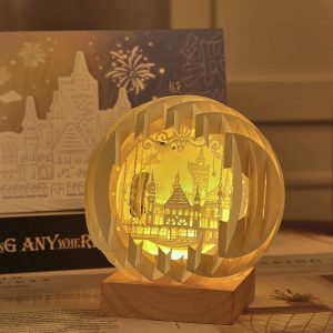 Đèn tranh gỗ 3D khắc nghệ thuật