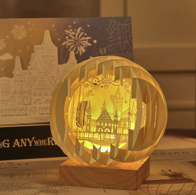 Đèn tranh gỗ 3D khắc nghệ thuật