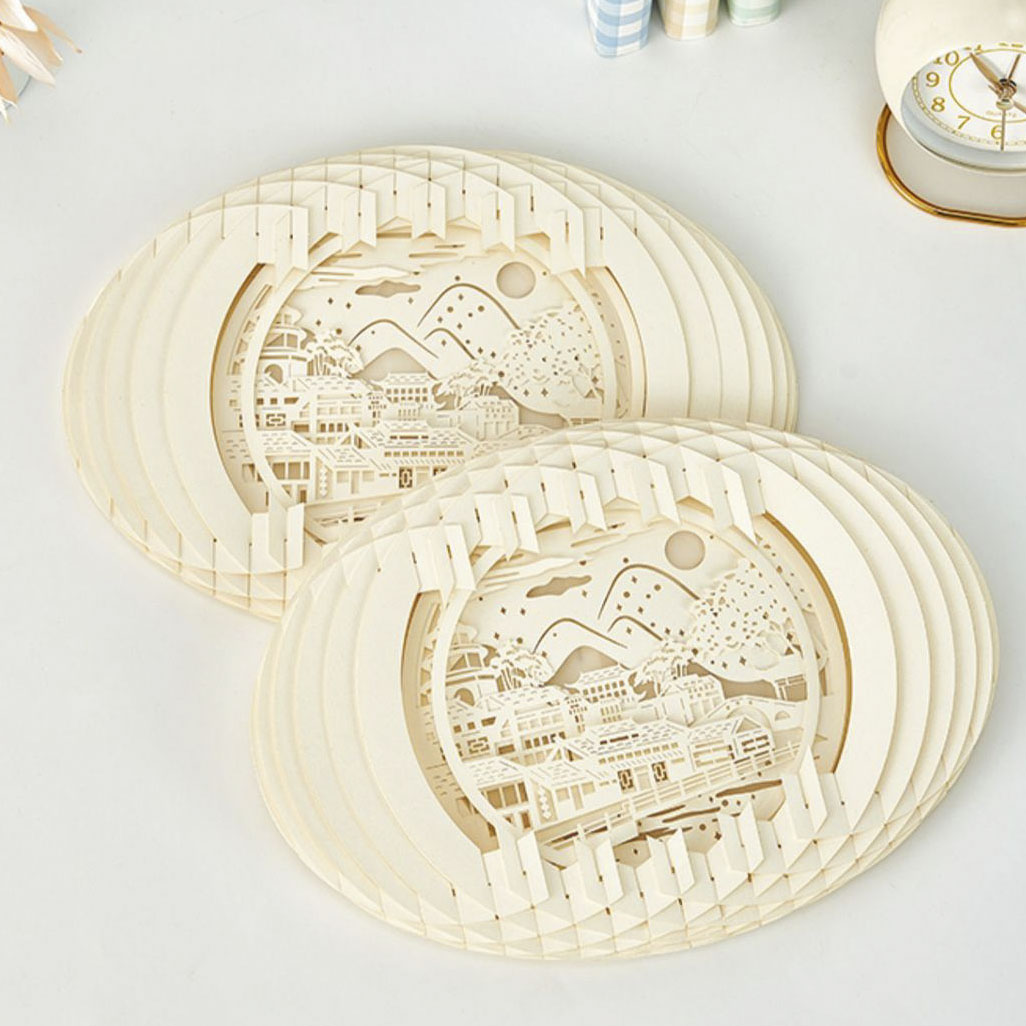 Đèn tranh gỗ 3D khắc nghệ thuật