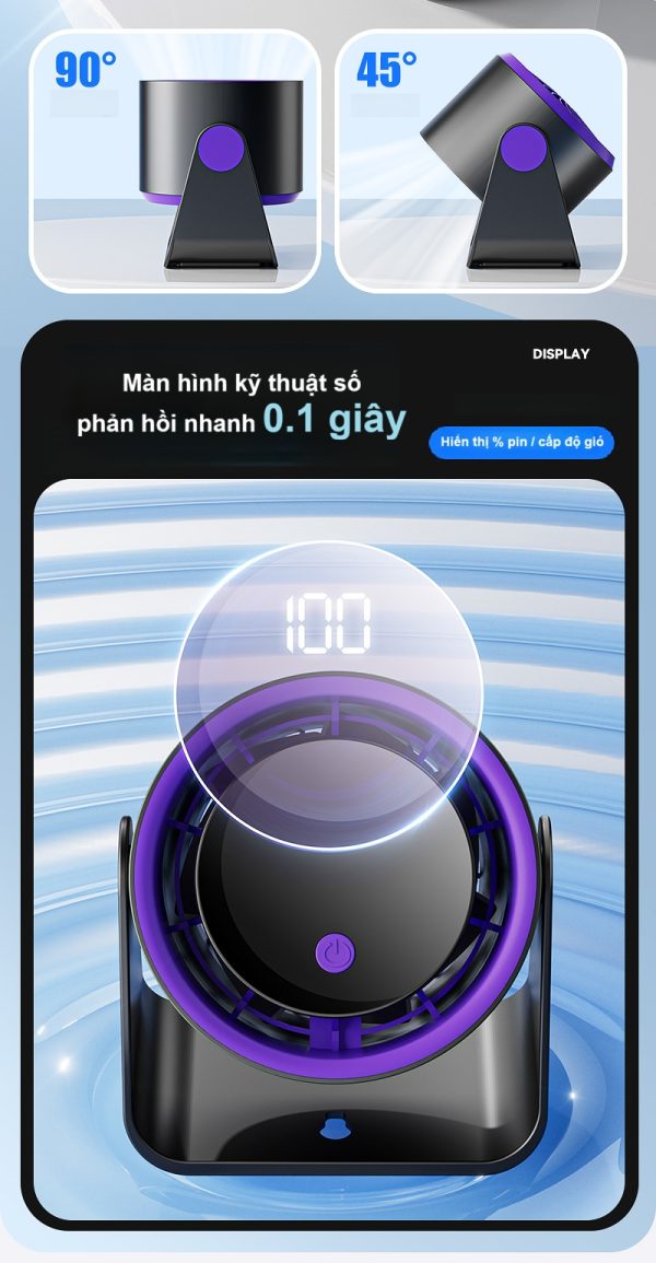 Quạt tích điện để bàn 1500mAh Q03