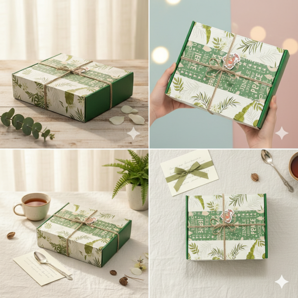 Hộp quà nắp gài H63 mẫu giáng sinh kèm rơm 20x25x8cm
