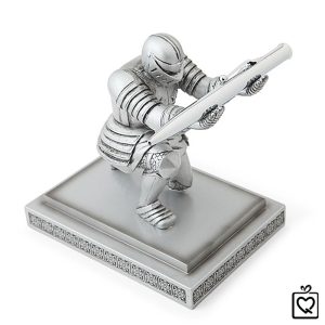 Giá đỡ bút ký kiêm chặn giấy hiệp sĩ Knight bạc - Kèm bút bi kim loại