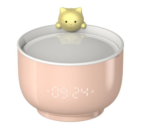 Đồng hồ báo thức kiêm đèn ngủ sạc usb Cookie Cat