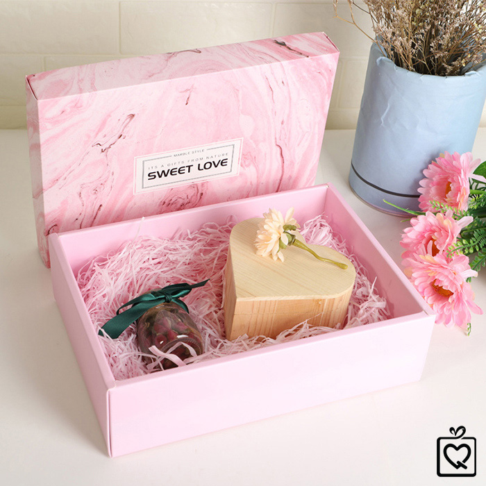 Hộp đựng quà hình chữ nhật vân đá kèm túi 30.5x22x10cm
