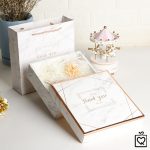 Hộp đựng quà vuông vân đá Thank You kèm túi 20x20cm