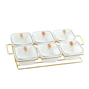 Khay mứt, hạt hũ vuông trắng nắp trong suốt