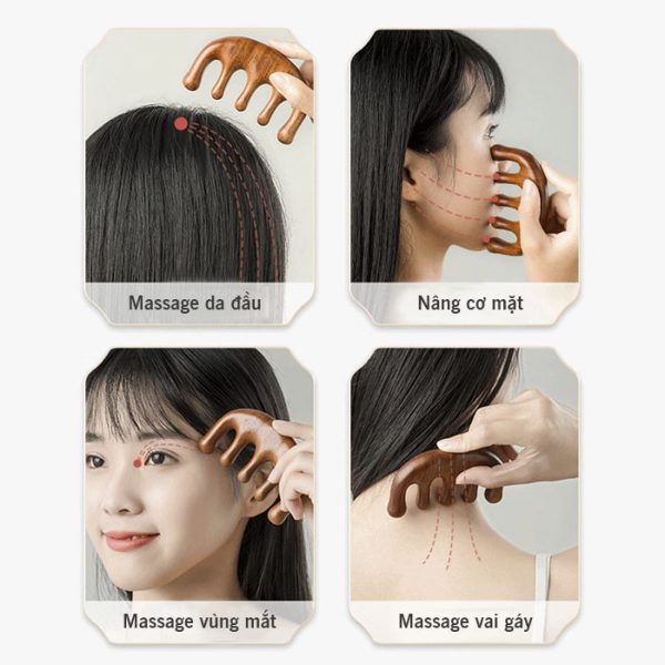 Bộ hộp quà lược gỗ đàn hương massage lưu thông