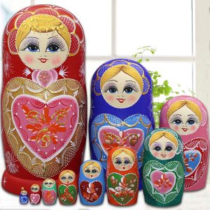 Búp bê Nga Matryoshka gỗ trầm bộ 10 con
