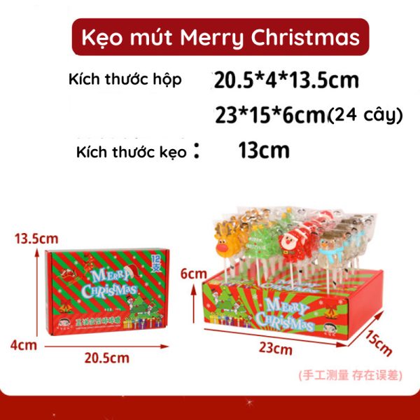 Hộp 12/24 que kẹo đường, kẹo mút Giáng Sinh
