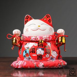 Mèo thần tài đỏ Tấn Tài Tấn Lộc size lớn 25cm