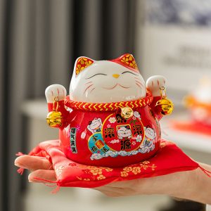 Mèo thần tài đỏ Vạn Sự Như Ý - 10cm	