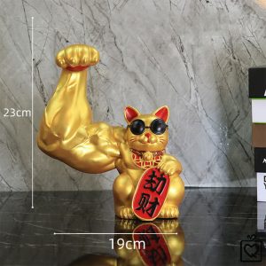 Mèo thần tài vàng tay cơ bắp Đại Chiêu Tài - 33cm