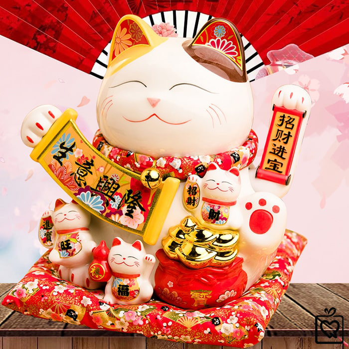 Mèo vẫy tay Tiền Tài Tấn Tới - 28cm
