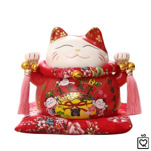 Mèo thần tài đỏ Phát Đạt Bội Thu - 21cm