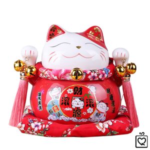 Mèo thần tài đỏ Tấn Tài Tấn Lộc - 21cm