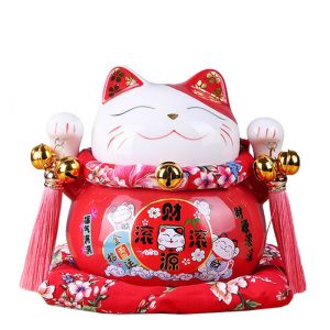 Mèo thần tài đỏ Tấn Tài Tấn Lộc - 14cm