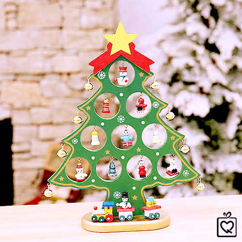 Mô hình cây thông Noel chuông vàng bằng gỗ