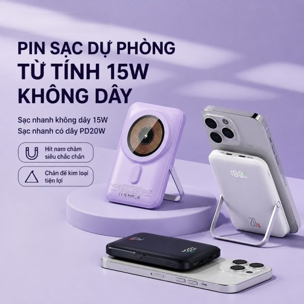 Sạc dự phòng từ tính Magsafe 10000mah kèm giá đỡ BL147 sạc không dây