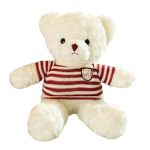 Gấu Teddy bear trắng mặc áo len sọc đỏ 30cm