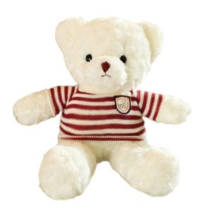 Gấu Teddy bear trắng mặc áo len sọc đỏ 30cm