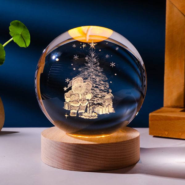 Quả cầu pha lê 3D phát sáng Noel