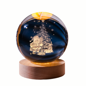 Quả cầu pha lê 3D phát sáng Noel