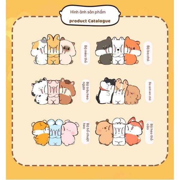 Bộ 3 móc chìa khoá tình bạn thú cưng dễ thương BL187