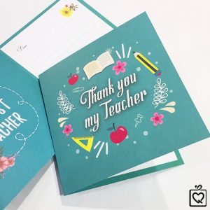 Thiệp vuông tặng thầy cô Bưu thiếp Thank you Teacher