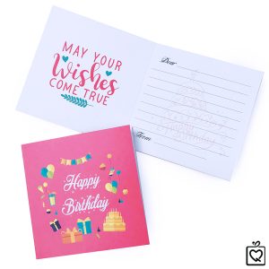 Thiệp vuông gấp Thiệp Vuông gấp Sinh Nhật - Happy Birthday Hồng	
