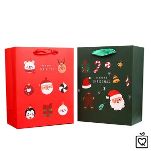 Túi đựng quà Giáng Sinh ông già noel chữ nhật đứng bằng giấy 23x18cm