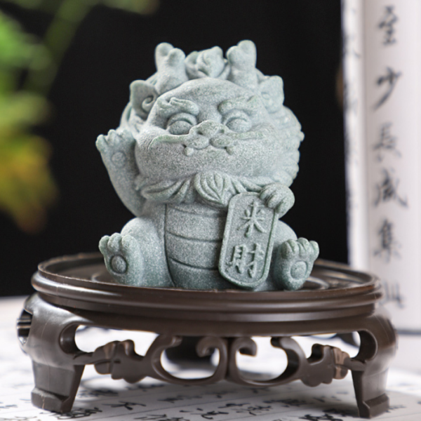 Tượng rồng Lai Tài 6cm màu đá