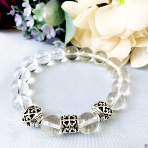 Vòng tay phong thủy Đá Thạch anh trắng
